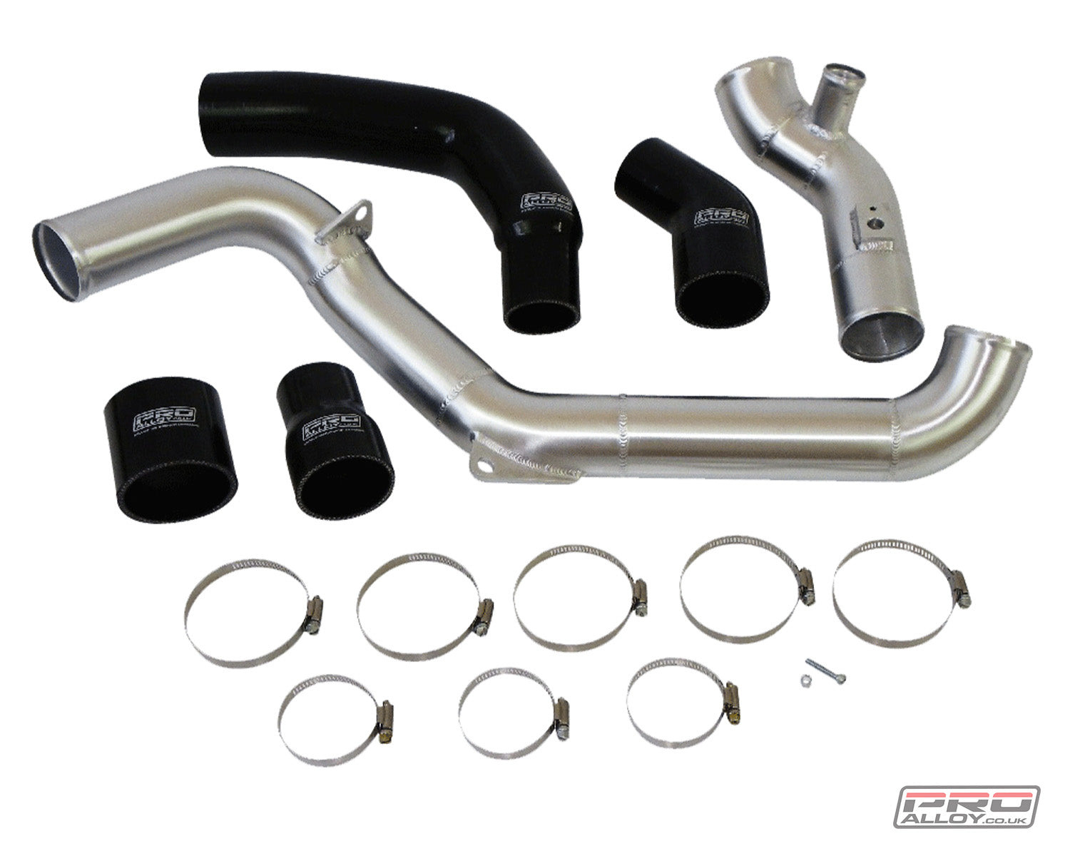 Focus ST225 Boost Pipe Kit - Big Power Pipework Satin Silver Black With Symposer - Pro Alloy