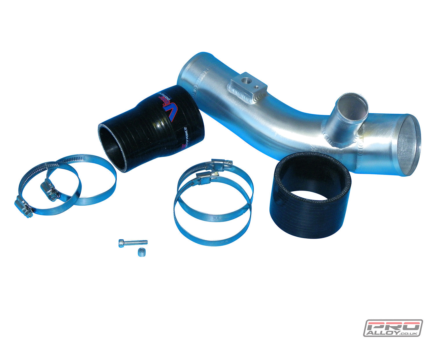 Focus ST225 Cold Side Pipe - Big Power Pipework Satin Silver Black With Symposer - Pro Alloy
